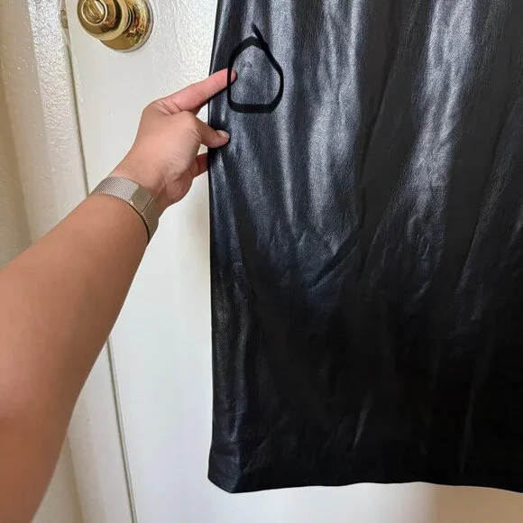 Alice + Olivia Delora Black Vegan Leather Sleeveless Midi Dress US 6 - Picture 9 of 9